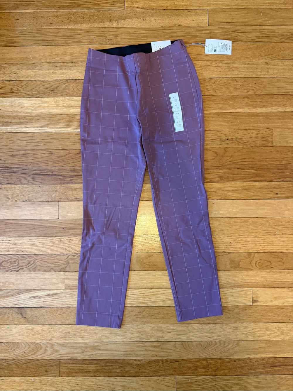 NWT a new day Purple Windowpane Slim Ankle Pants
